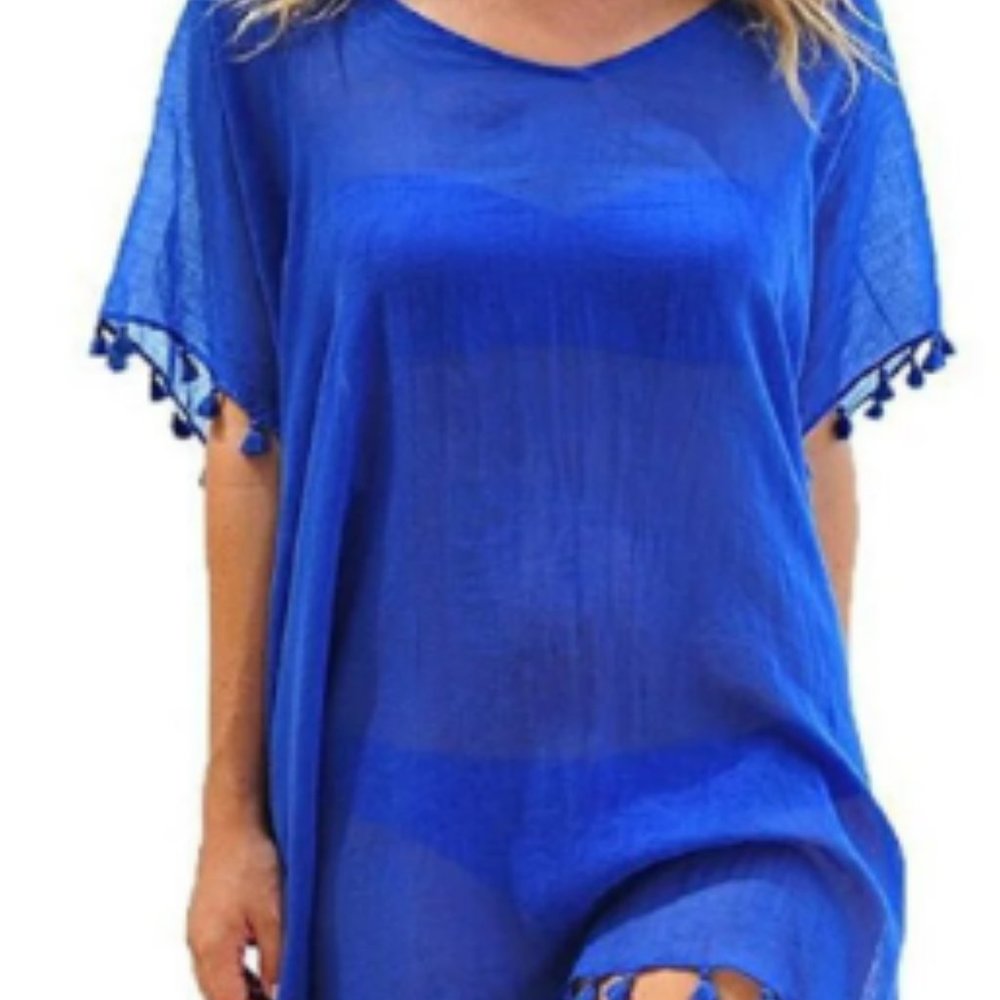 Blue Tassel beach cover up
